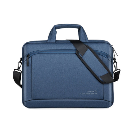 OUMANTU 030 Portable 15 inch Laptop Bag Leather Handbag Business Briefcase(Sapphire Blue)-garmade.com