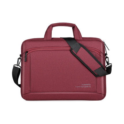 OUMANTU 030 Portable 15 inch Laptop Bag Leather Handbag Business Briefcase(Wine Red)-garmade.com