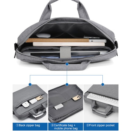 OUMANTU 030 Portable 15 inch Laptop Bag Leather Handbag Business Briefcase(Dark Gray)-garmade.com