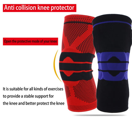 Outdoor Fitness Mountaineering Knit Protection Silicone Anti - collision Spring Support Sports Knee Protector, Size: M(Black)-garmade.com