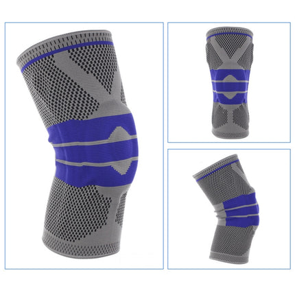 Outdoor Fitness Mountaineering Knit Protection Silicone Anti - collision Spring Support Sports Knee Protector, Size: M(Light Grey)-garmade.com