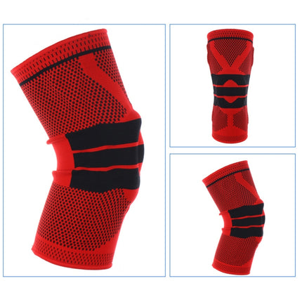 Outdoor Fitness Mountaineering Knit Protection Silicone Anti - collision Spring Support Sports Knee Protector, Size: M(Red)-garmade.com