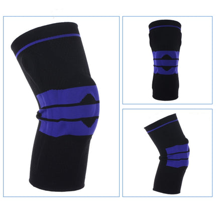 Outdoor Fitness Mountaineering Knit Protection Silicone Anti - collision Spring Support Sports Knee Protector, Size: L(Black)-garmade.com