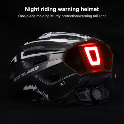 GUB A2 Unisex Bicycle Helmet With Tail Light(Black Red)-garmade.com