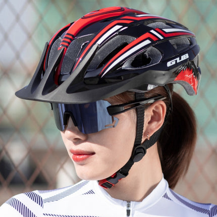 GUB A2 Unisex Bicycle Helmet With Tail Light(Red Black)-garmade.com
