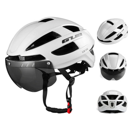 GUB CJD Integrally-Molded Bicycle Goggles Helmet With Tail Light(Pearl White)-garmade.com