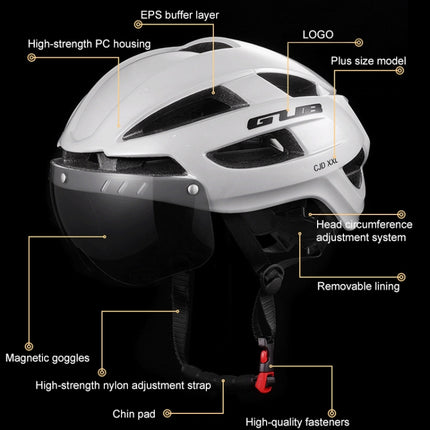 GUB CJD Integrally-Molded Bicycle Goggles Helmet With Tail Light(Pearl White)-garmade.com