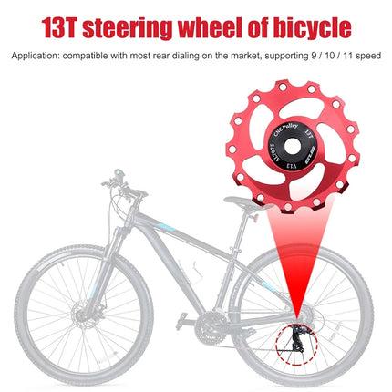 GUB V13 13T Bicycle Rear Derailleur Jockey Wheel (Black Red)-garmade.com