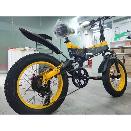 [EU Warehouse] BEZIOR XF200 48V 15AH 1000W Folding Electric Bicycle, EU Plug(Black Yellow)-garmade.com