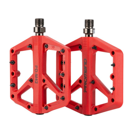 PROMEND PD-M42 1 Pair Mountain Bicycle Nylon High-speed Bearing Pedals(Red)-garmade.com