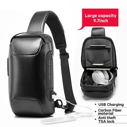 Bange 22085 plus Carbon Fiber Anti-theft Waterproof Crossbody Chest Bag for Men & Women, Size: 34 x 18 x 10cm(Black)-garmade.com