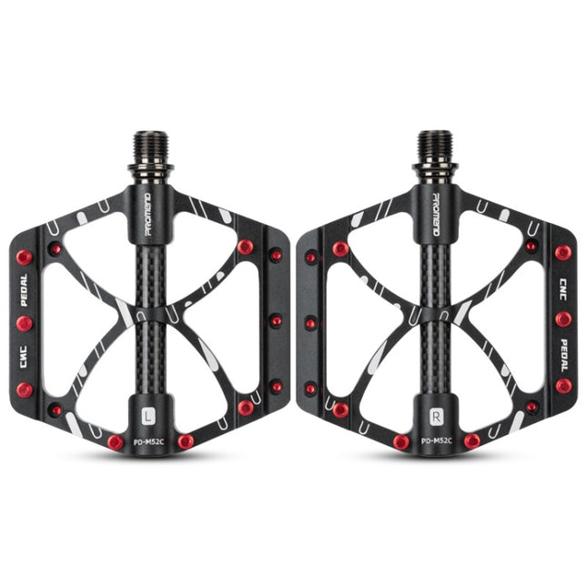PROMEND PD-M52C 1 Pair Bicycle Aluminum Alloy + Carbon Fiber Tube Bearing Pedals (Black)-garmade.com