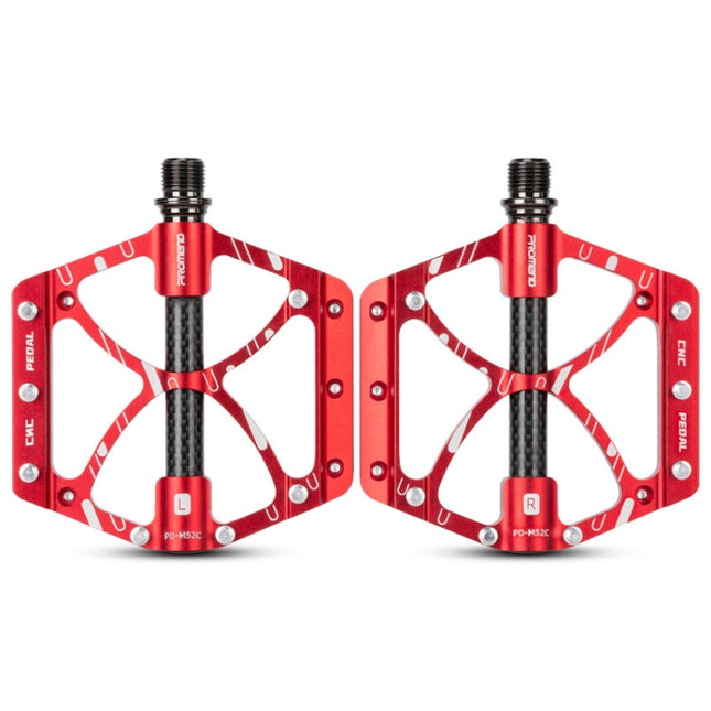 PROMEND PD-M52C 1 Pair Bicycle Aluminum Alloy + Carbon Fiber Tube Bearing Pedals (Red)-garmade.com