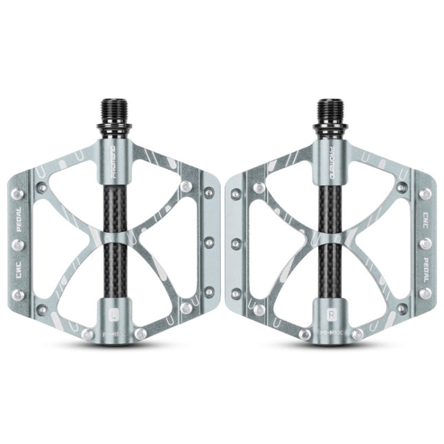 PROMEND PD-M52C 1 Pair Bicycle Aluminum Alloy + Carbon Fiber Tube Bearing Pedals (Titanium Color)-garmade.com