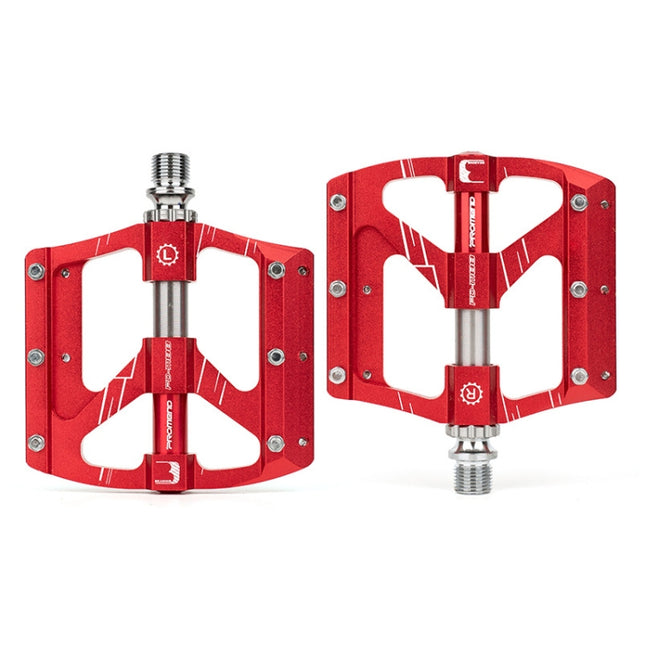 PROMEND PD-M88 1 Pair Mountain Bicycle Aluminum Alloy 3-Bearings Pedals (Red)-garmade.com