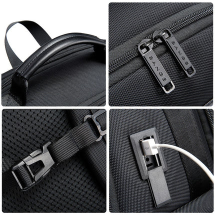 Bange BG-2601 Men Oxford Cloth Waterproof Backpack with USB Port, Size: 46 x 33 x 19cm(Black)-garmade.com