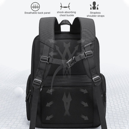 Bange BG-2602 Men Oxford Cloth Spliced With Leather Waterproof Backpack with USB Port, Size: 46 x 33 x 19cm(Grey)-garmade.com