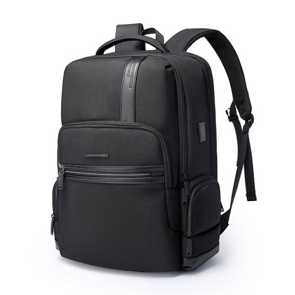 Bange BG-2603 Men Letter Leather Stitching Waterproof Backpack with USB Port, Size: 46 x 33 x 19cm(Black)-garmade.com