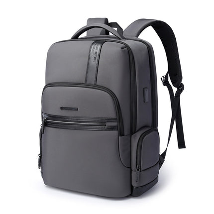Bange BG-2603 Men Letter Leather Stitching Waterproof Backpack with USB Port, Size: 46 x 33 x 19cm(Grey)-garmade.com