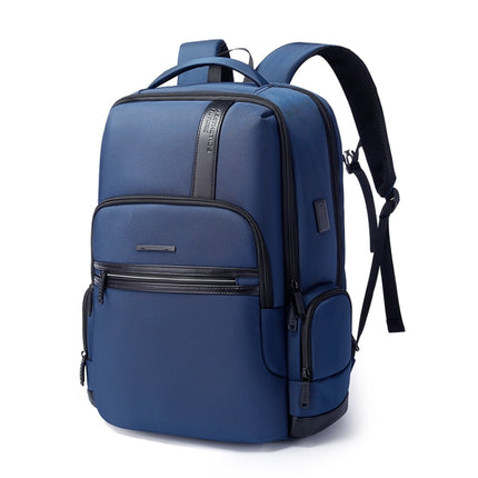 Bange BG-2603 Men Letter Leather Stitching Waterproof Backpack with USB Port, Size: 46 x 33 x 19cm(Blue)-garmade.com