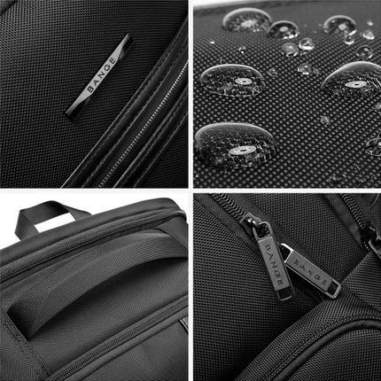 Bange BG-2603 Men Letter Leather Stitching Waterproof Backpack with USB Port, Size: 46 x 33 x 19cm(Blue)-garmade.com