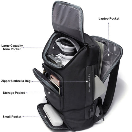 Bange BG-7078 Men Oxford Cloth Waterproof Backpack with USB Port, Size: 51 x 31 x 18cm(Black)-garmade.com