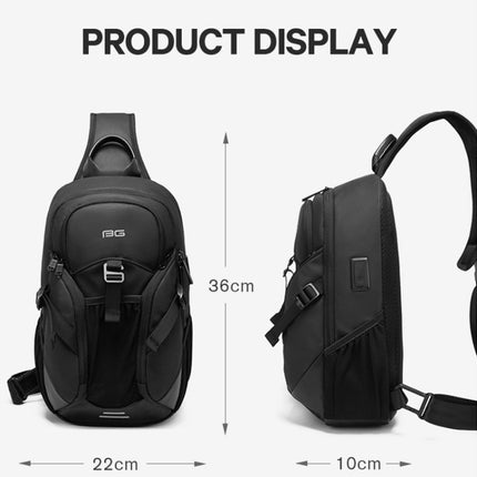 Bange BG-77120 Men Waterproof Crossbody Chest Bag with USB Port, Size: 36 x 22 x 10cm(Black)-garmade.com