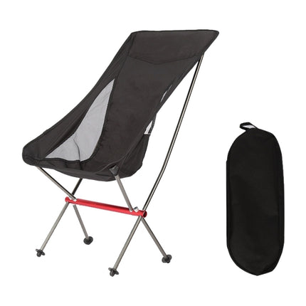 Outdoor Camping Beach Portable Ultra-Light Aluminum Alloy Folding Chair (Black)-garmade.com