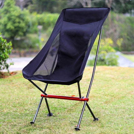 Outdoor Camping Beach Portable Ultra-Light Aluminum Alloy Folding Chair (Black)-garmade.com