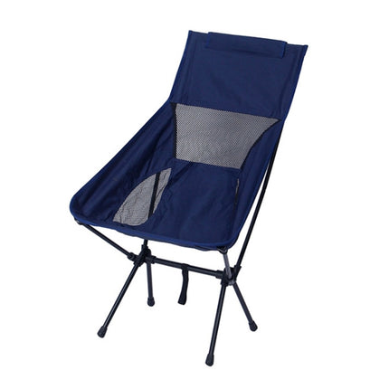 Large Outdoor Camping Leisure Beach Portable Folding Chair (Navy Blue)-garmade.com