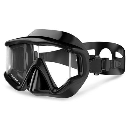 DM600 Silica Gel Diving Mask Swimming Goggles Diving Equipment for Adults (Black)-garmade.com