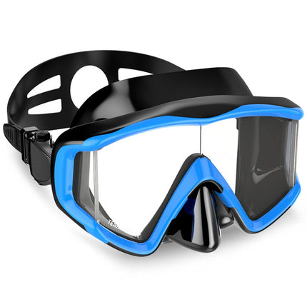 DM600 Silica Gel Diving Mask Swimming Goggles Diving Equipment for Adults (Black Blue)-garmade.com