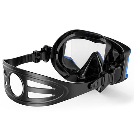 DM600 Silica Gel Diving Mask Swimming Goggles Diving Equipment for Adults (Black Blue)-garmade.com