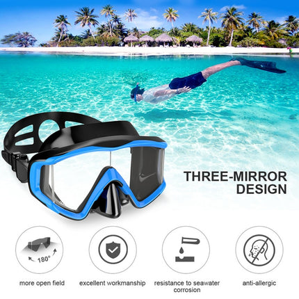 DM600 Silica Gel Diving Mask Swimming Goggles Diving Equipment for Adults (Black Blue)-garmade.com