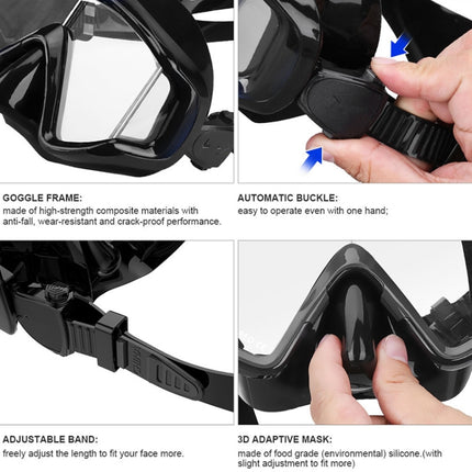 DM600 Silica Gel Diving Mask Swimming Goggles Diving Equipment for Adults (Black)-garmade.com