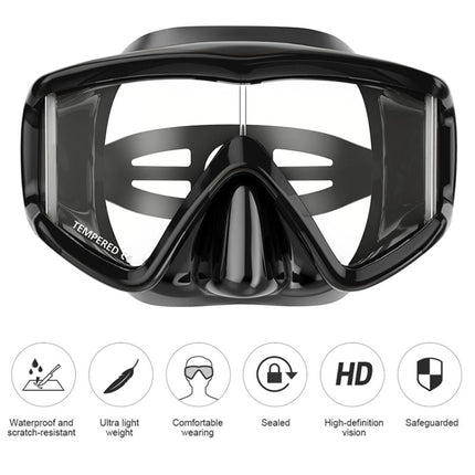 DM600 Silica Gel Diving Mask Swimming Goggles Diving Equipment for Adults (Black)-garmade.com