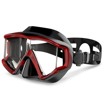 DM600 Silica Gel Diving Mask Swimming Goggles Diving Equipment for Adults (Red + Black)-garmade.com