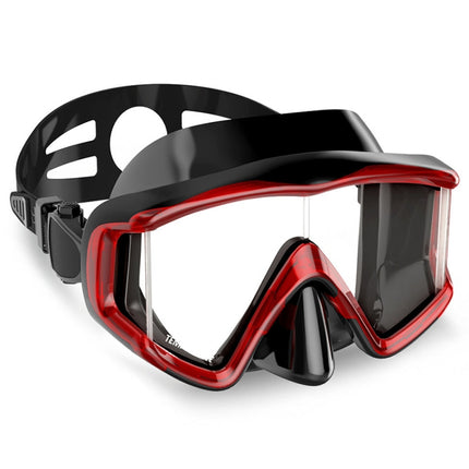 DM600 Silica Gel Diving Mask Swimming Goggles Diving Equipment for Adults (Red + Black)-garmade.com