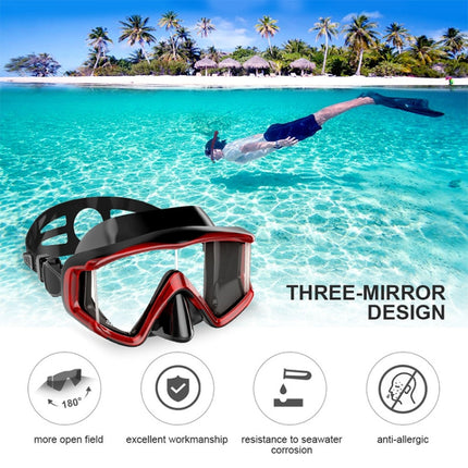 DM600 Silica Gel Diving Mask Swimming Goggles Diving Equipment for Adults (Red + Black)-garmade.com