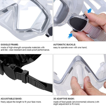 DM600 Silica Gel Diving Mask Swimming Goggles Diving Equipment for Adults (White)-garmade.com