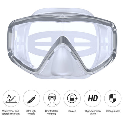 DM600 Silica Gel Diving Mask Swimming Goggles Diving Equipment for Adults (White)-garmade.com