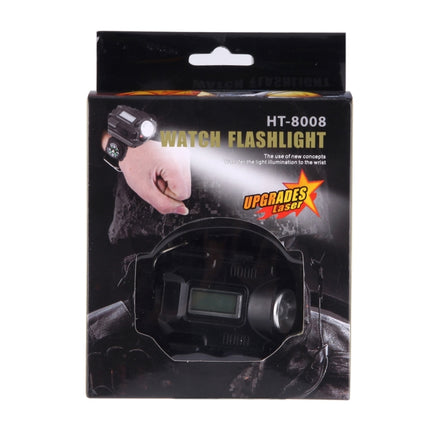 HT-8008 Multi-functional Rechargeable LED Flashlight Watch with Compass-garmade.com