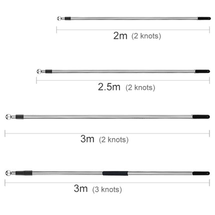 10 PCS 3M 2 Knots Multi-function Telescopic Stainless Steel Teaching Stick Guide Flagpole Signal Flag-garmade.com