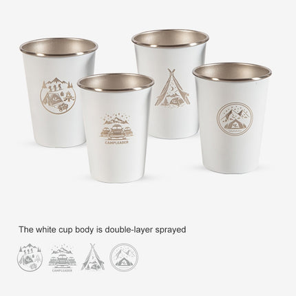 AOTU AT6657-2 4pcs Outdoor Camping Folding Stainless Steel Water Cup Set (Army Green)-garmade.com