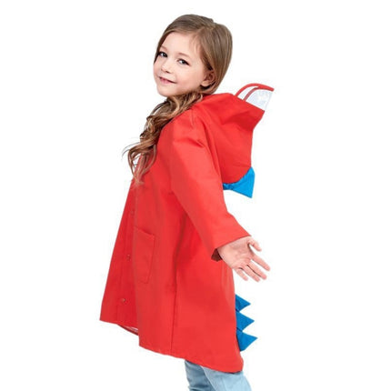 Cartoon Dinosaur Children Fashion Raincoat Size: S(Red)-garmade.com