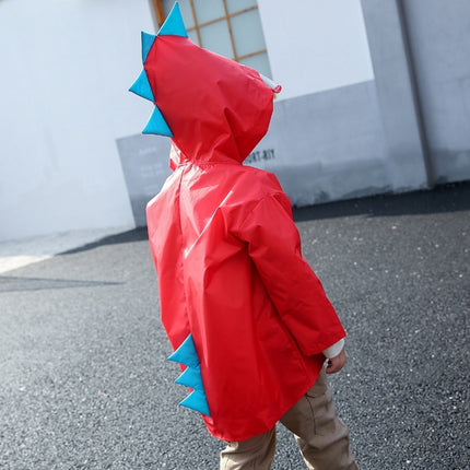 Cartoon Dinosaur Children Fashion Raincoat Size: S(Red)-garmade.com