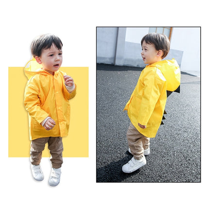 Cartoon Dinosaur Children Fashion Raincoat Size: S(Yellow)-garmade.com