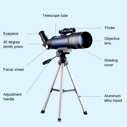 WR852-3 16x/66x70 High Definition High Times Astronomical Telescope with Tripod & Phone Fixing Clip & Moon Filter(Black)-garmade.com