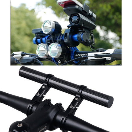 HLD-208 Mountainous Bicycle Carbon Fiber Handlebar Extension Frame Flashlight Bracket (Black)-garmade.com