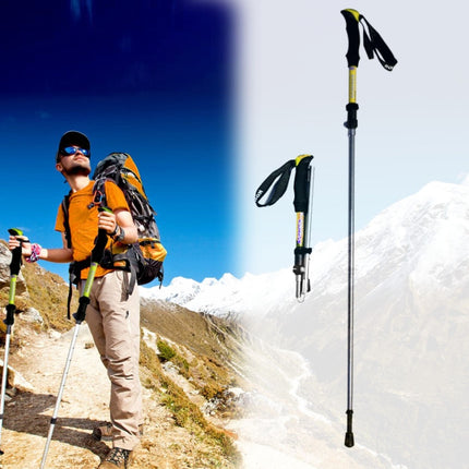 125cm Adjustable Portable Outdoor Aluminum Alloy Trekking Poles Stick(Yellow)-garmade.com